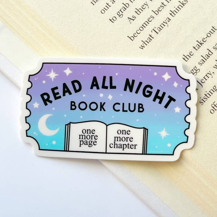 Read All Night Book Club Sticker for wholesale by My Secret Copy