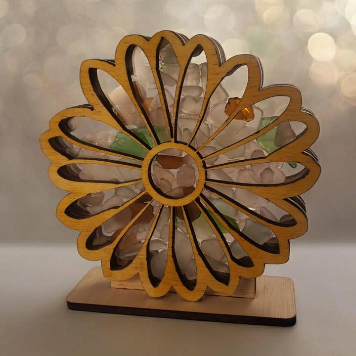 Présentoir Shadowbox en verre Sunflower Sea, 4 styles pour la vente par Sea Glass Displays