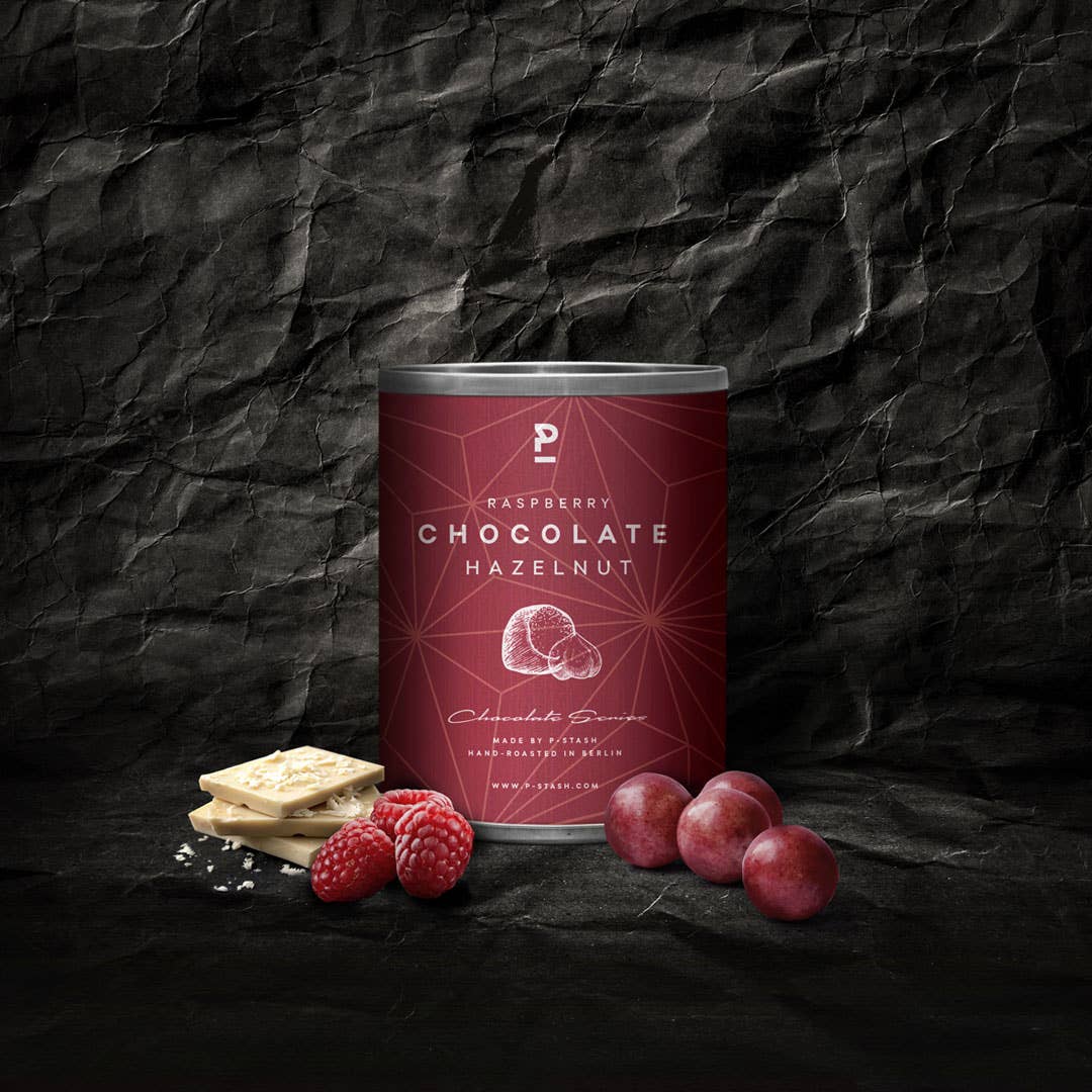 P-Stash – wholesale Chocolate-covered sweets – 12x Hazelnut - White chocolate with raspberries - Mini 60g3