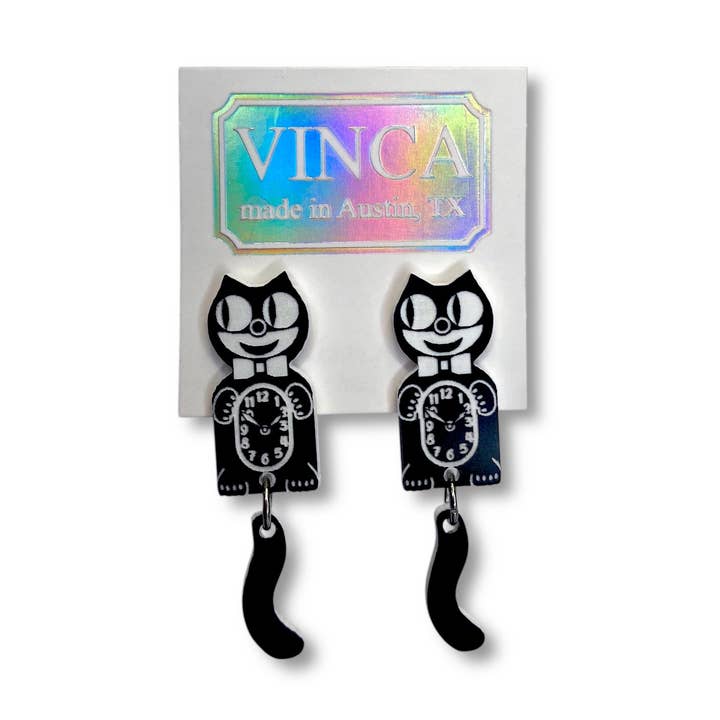 Kitten CLAW-K Officially licensed Kit-Cat Klock® earrings for wholesale by Vinca