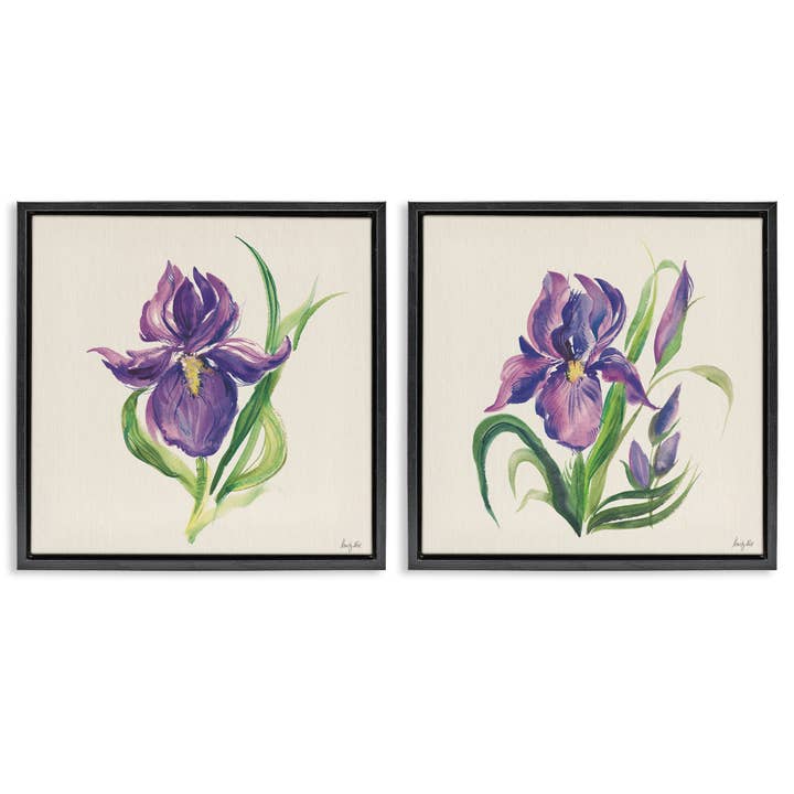 Art encadré flottant de l'iris pourpre en fleur pour la vente par Stupell Industries