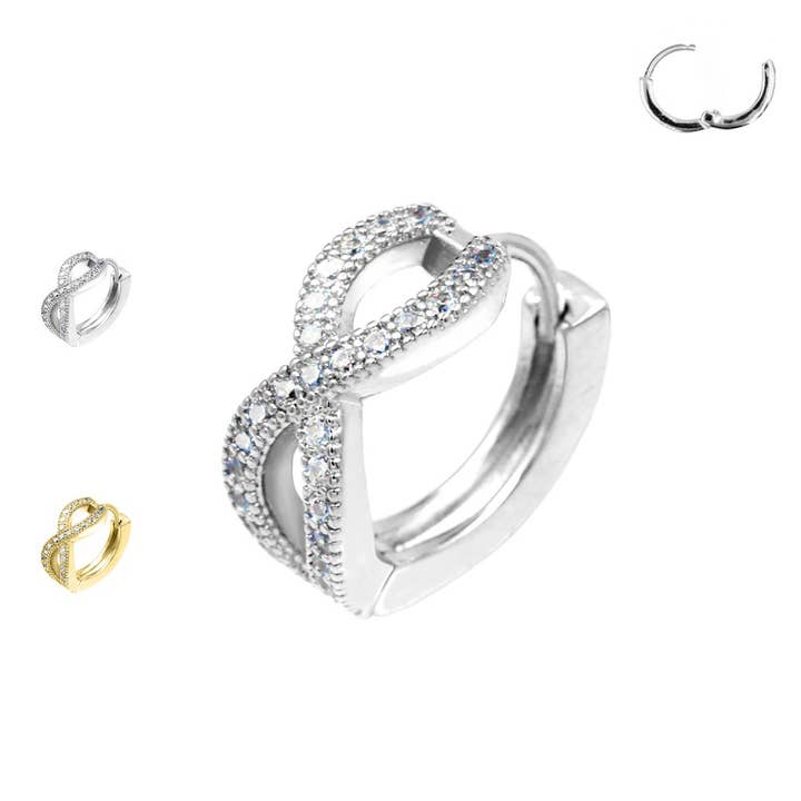 Crystal Intertwined Thread Ear Piercing - PO-409 for wholesale by Awaken