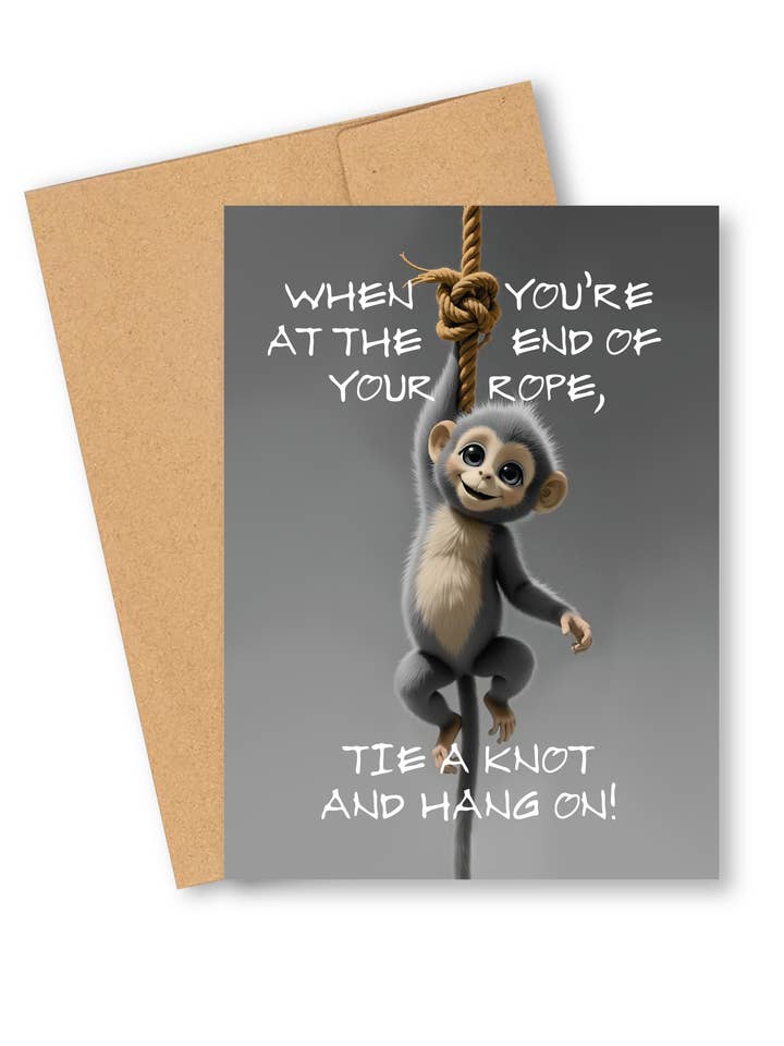 Encouragement Card, Hanging On–Tie a knot and hang on for wholesale by BounceBack