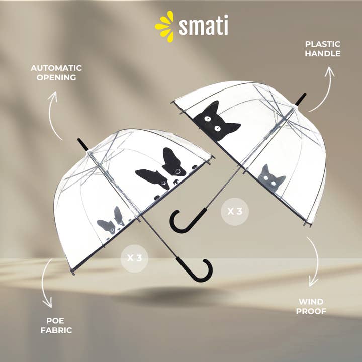 SMATI - Wholesale Umbrella - Unisex - Transparent Umbrella Resistant Cat and Dog