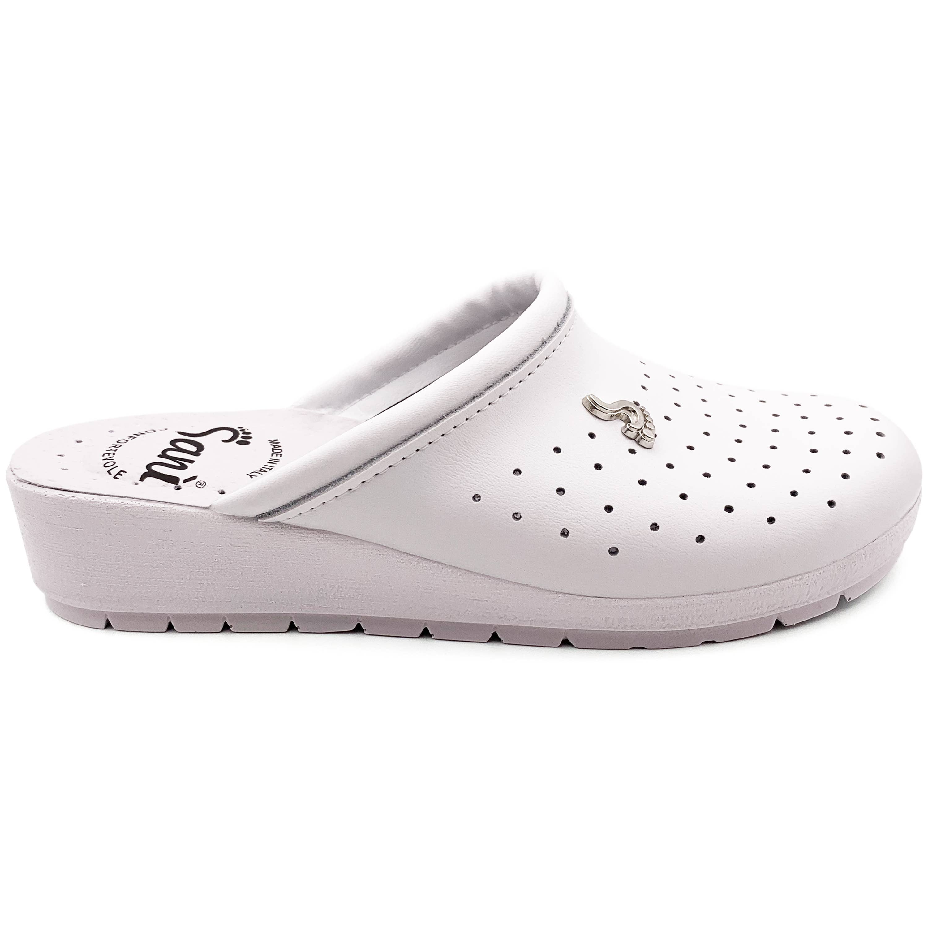 Sanì – Engroshandel Træsko – til kvinder – Damehygiejnesko i ægte læder lavet i Italien - Hvid1