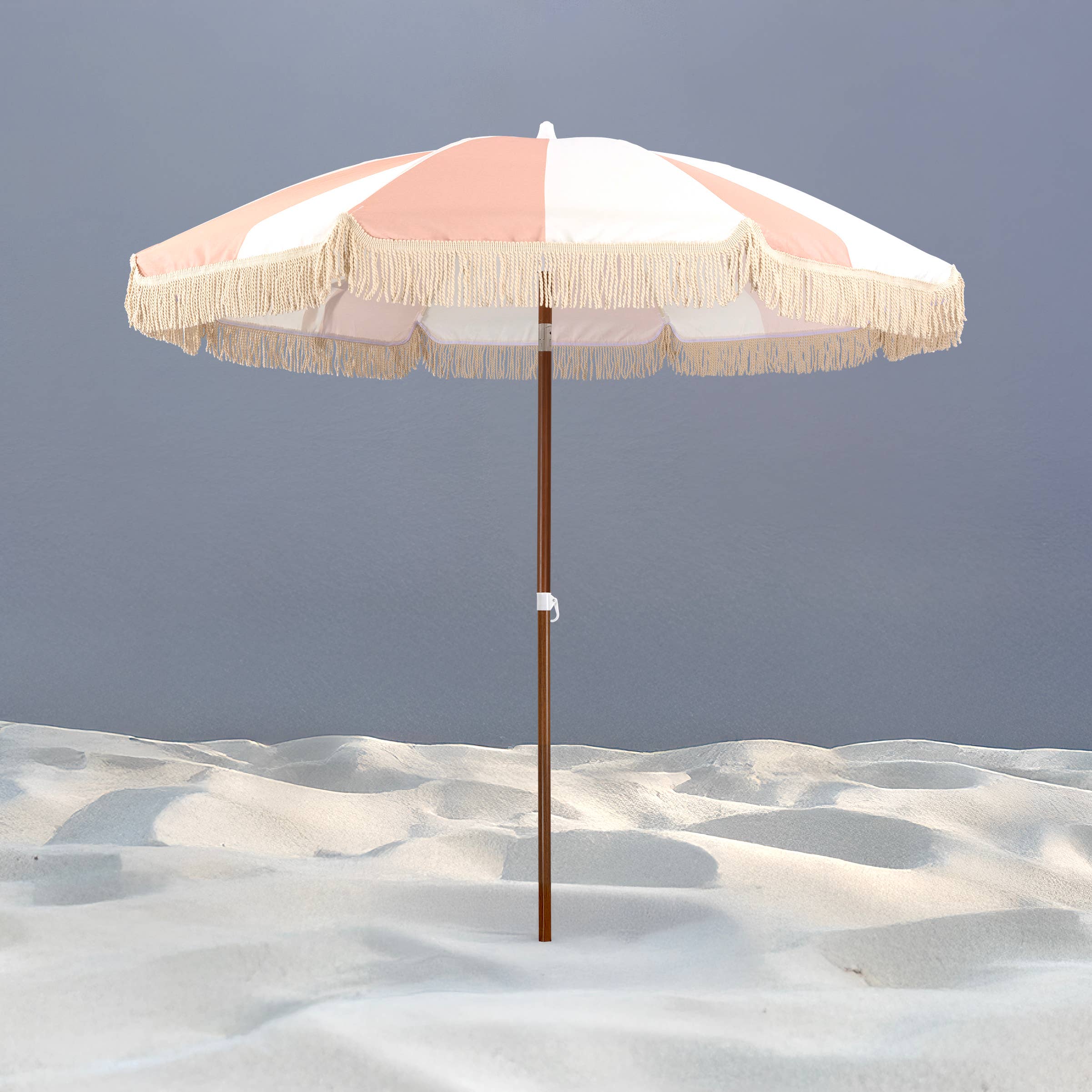 Beach State Summerland Beach Umbrella - Pink Salt Stripe for wholesale on Faire7