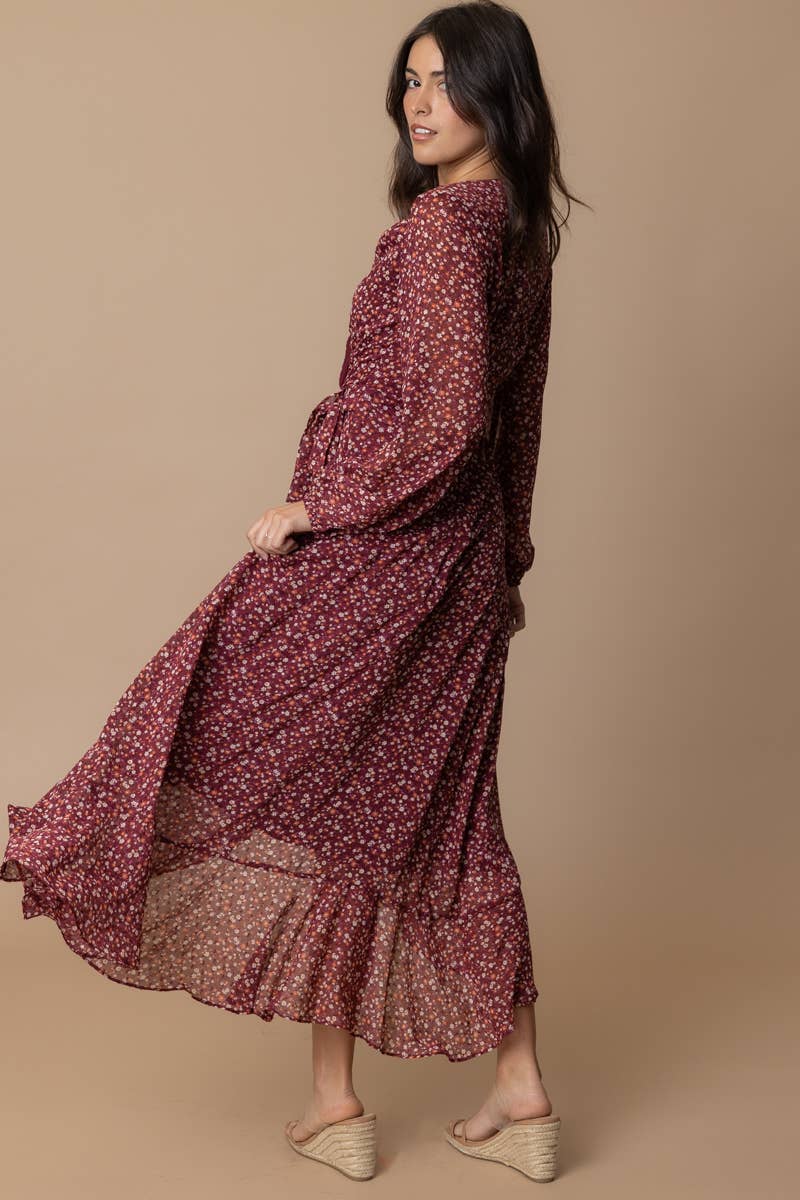 En Crème - Wholesale Dress - Women's - Floral Print Wrap Maxi Dress10