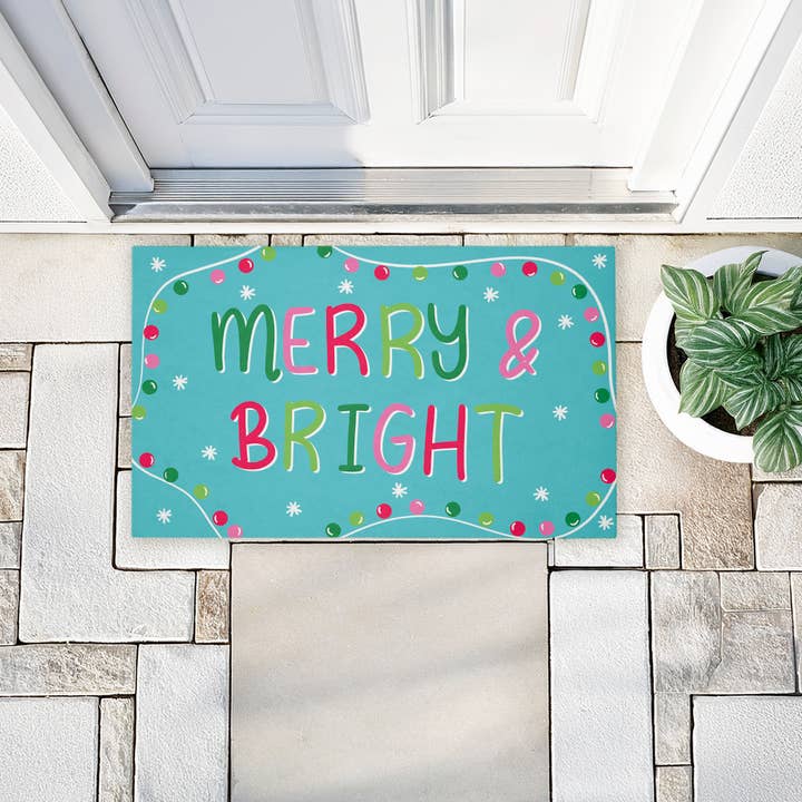 Stupell Industries - Wholesale Door Mat - Merry & Bright with Baubles Door Mat, 18x302