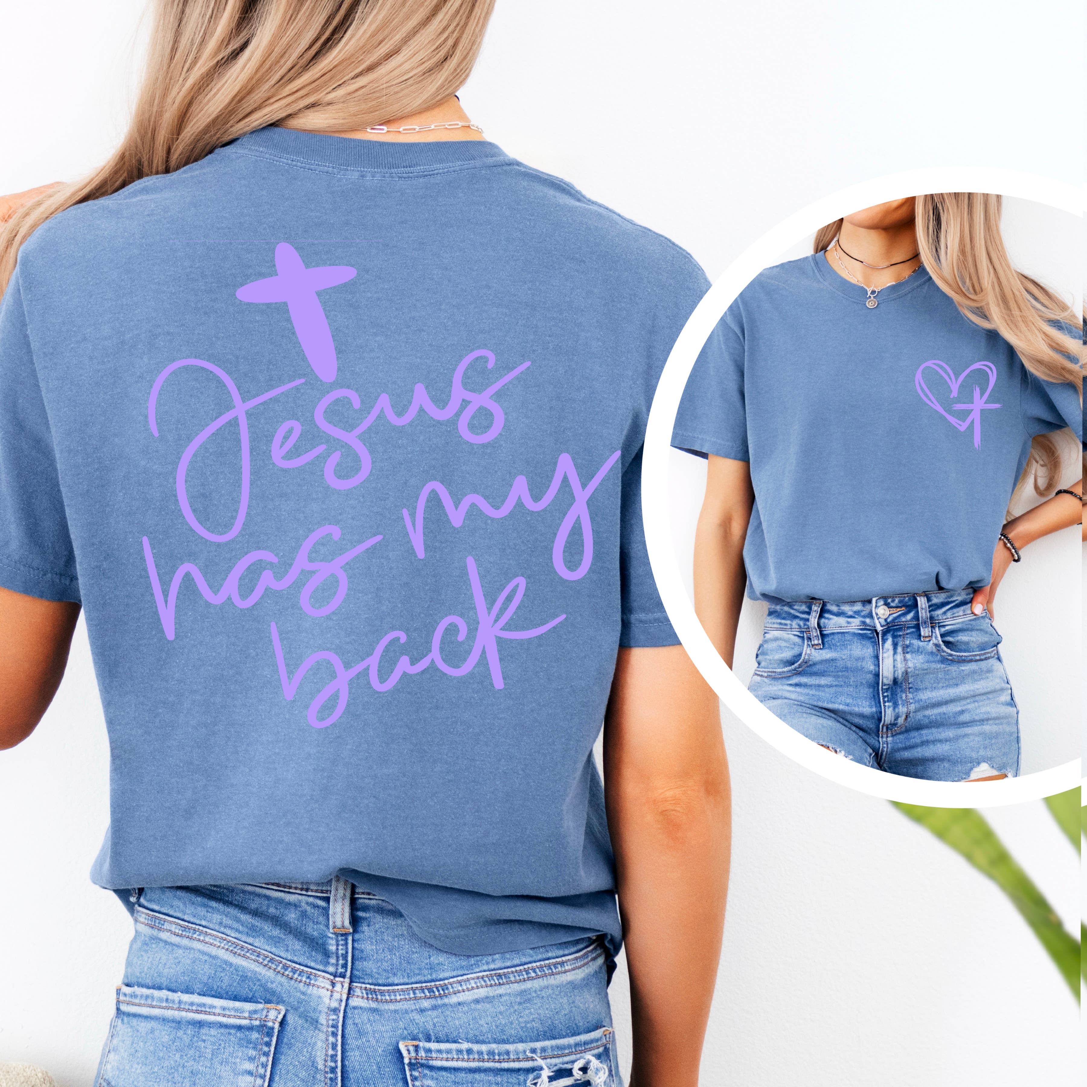 Shoppe SHC – wholesale T-shirt med logga - Dam – Jesus har min rygg grafisk t-shirt | Comfort Colors14