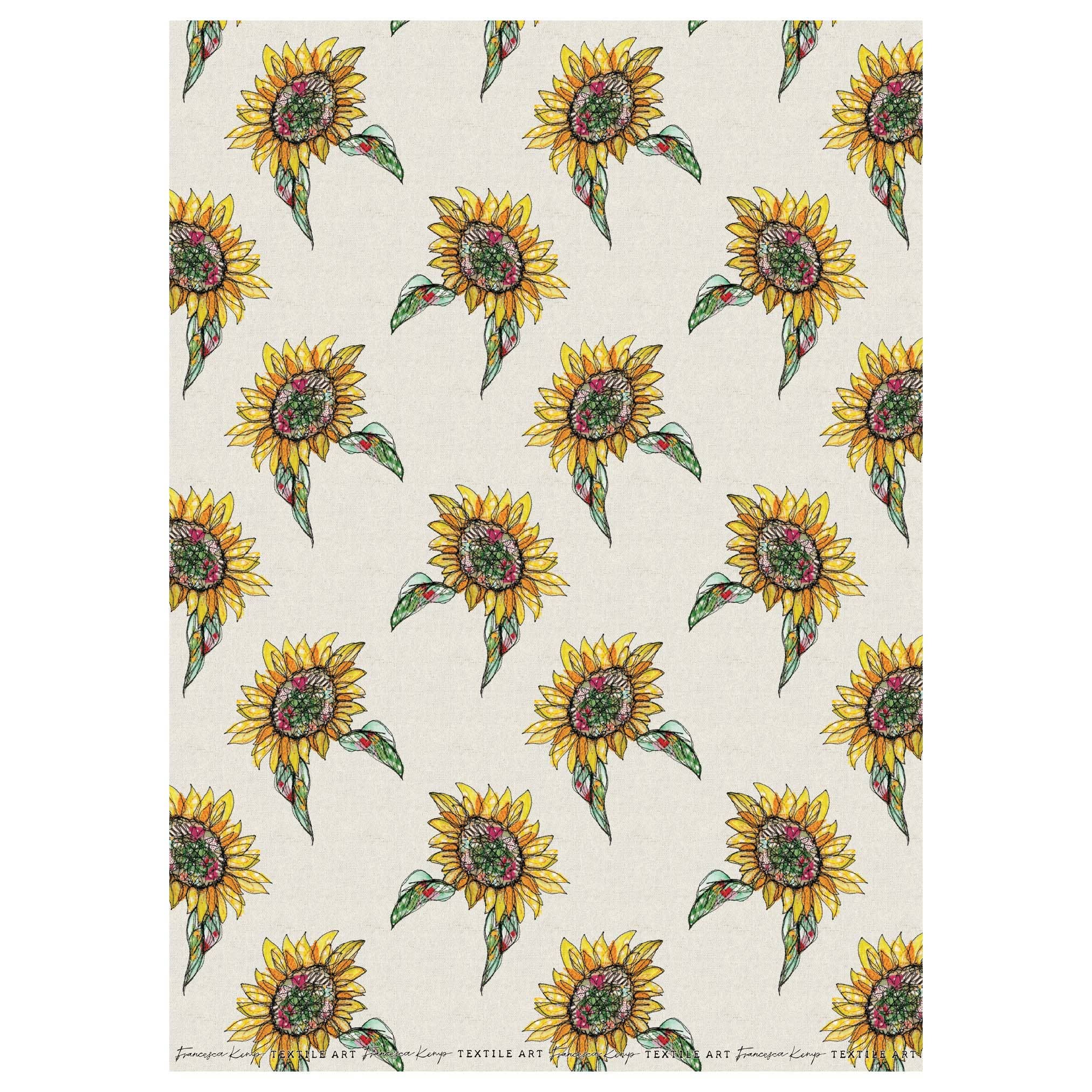Francesca Kemp Textile Art – wholesale Flat wrap – Sunflower Wrapping Paper1