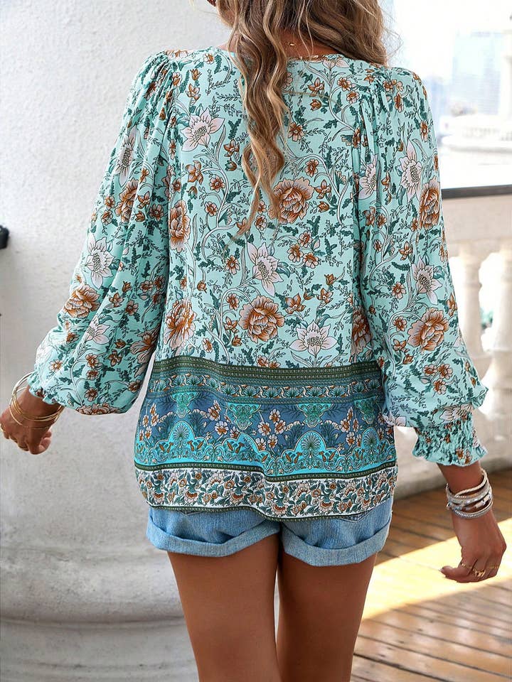 world apparel - Wholesale Blouse - Women's - 2025 NEW Bohemian Rhapsody Resort Chic Print Top23