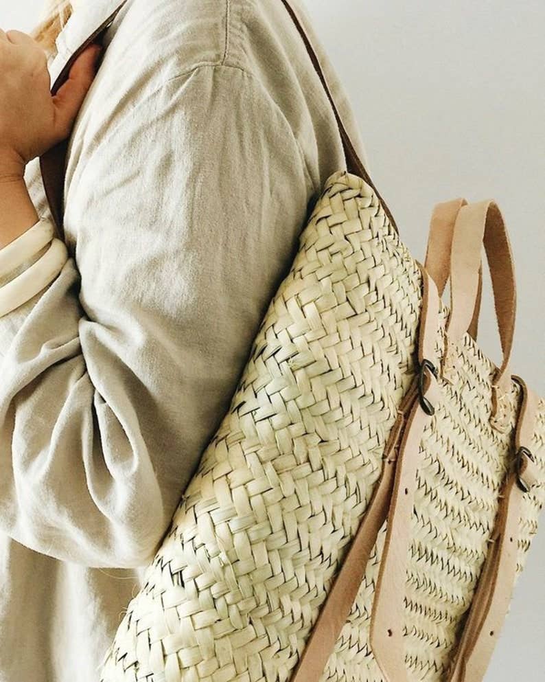 ProHandmadeDesign - Wholesale Beach Bag - Straw Beach bag with leather strap - Straw backpack - Hipste4