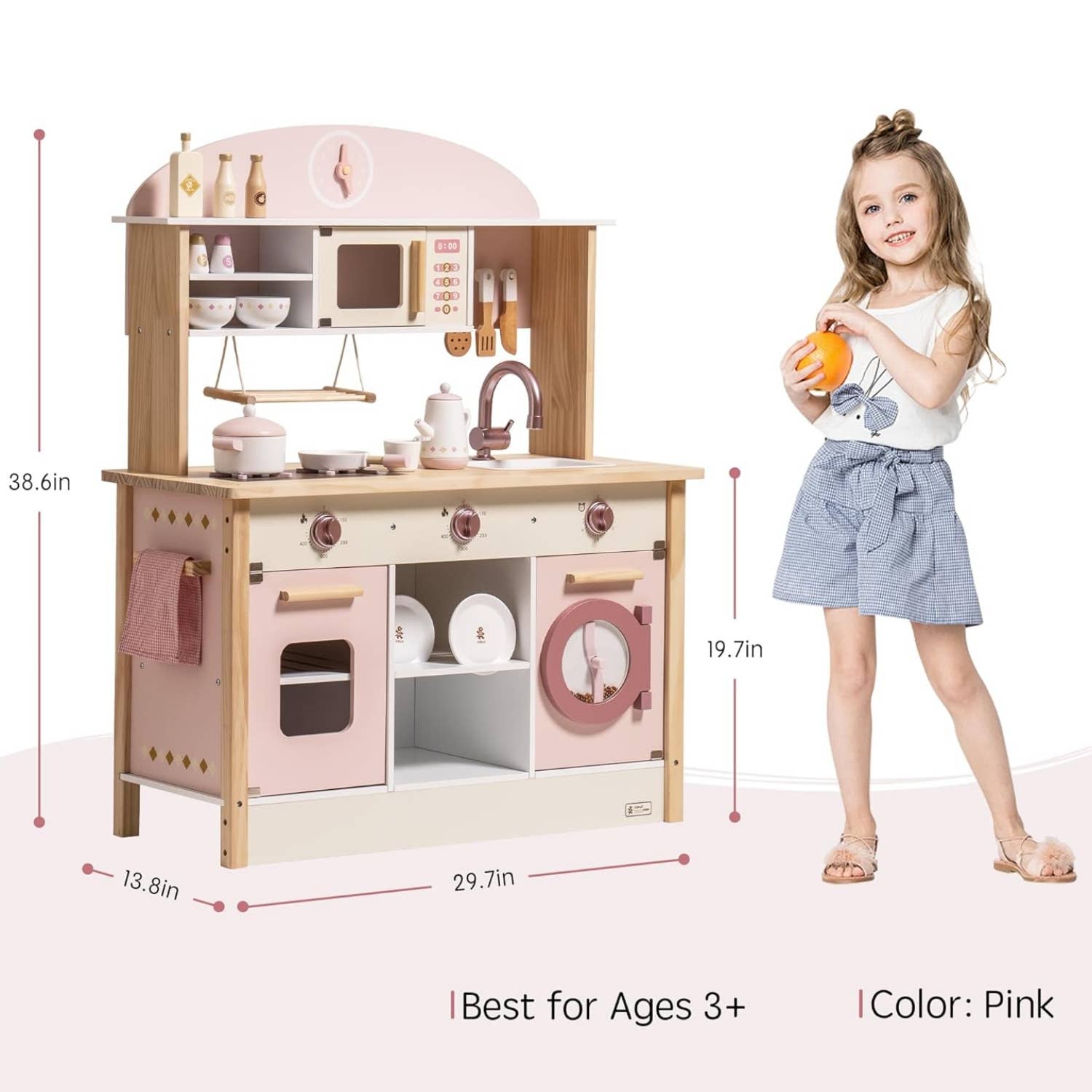 Robud & Mewoofun Official Store – Conjunto de brinquedos - Crianças por atacado – Robud Conjunto Grande de Cozinha de Brinquedo de Madeira para Crianças7