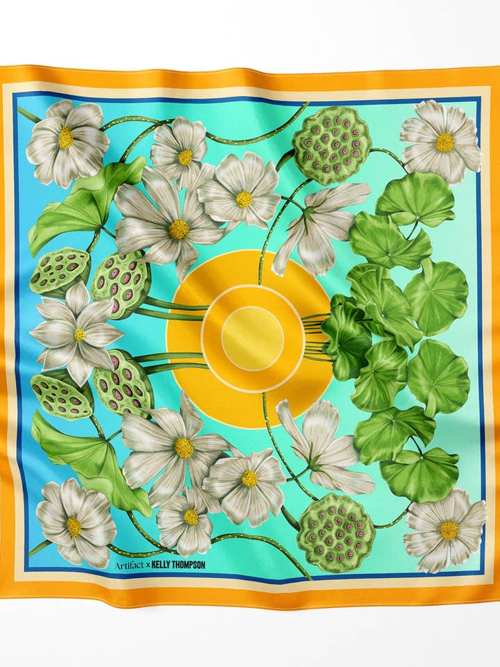 Artifact Square Silk Scarf: Glade for wholesale by Artifact.