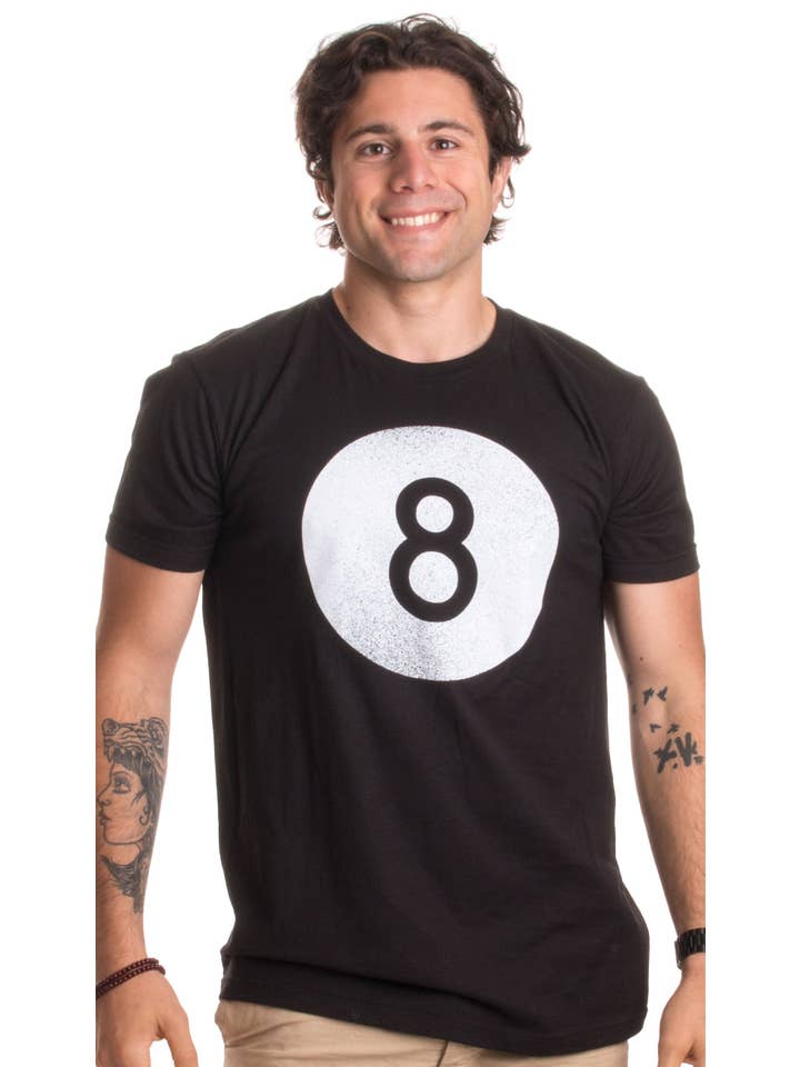 Black Vintage 8 Ball Billiards Player Hustler Unisex T-shirt for wholesale on Faire
