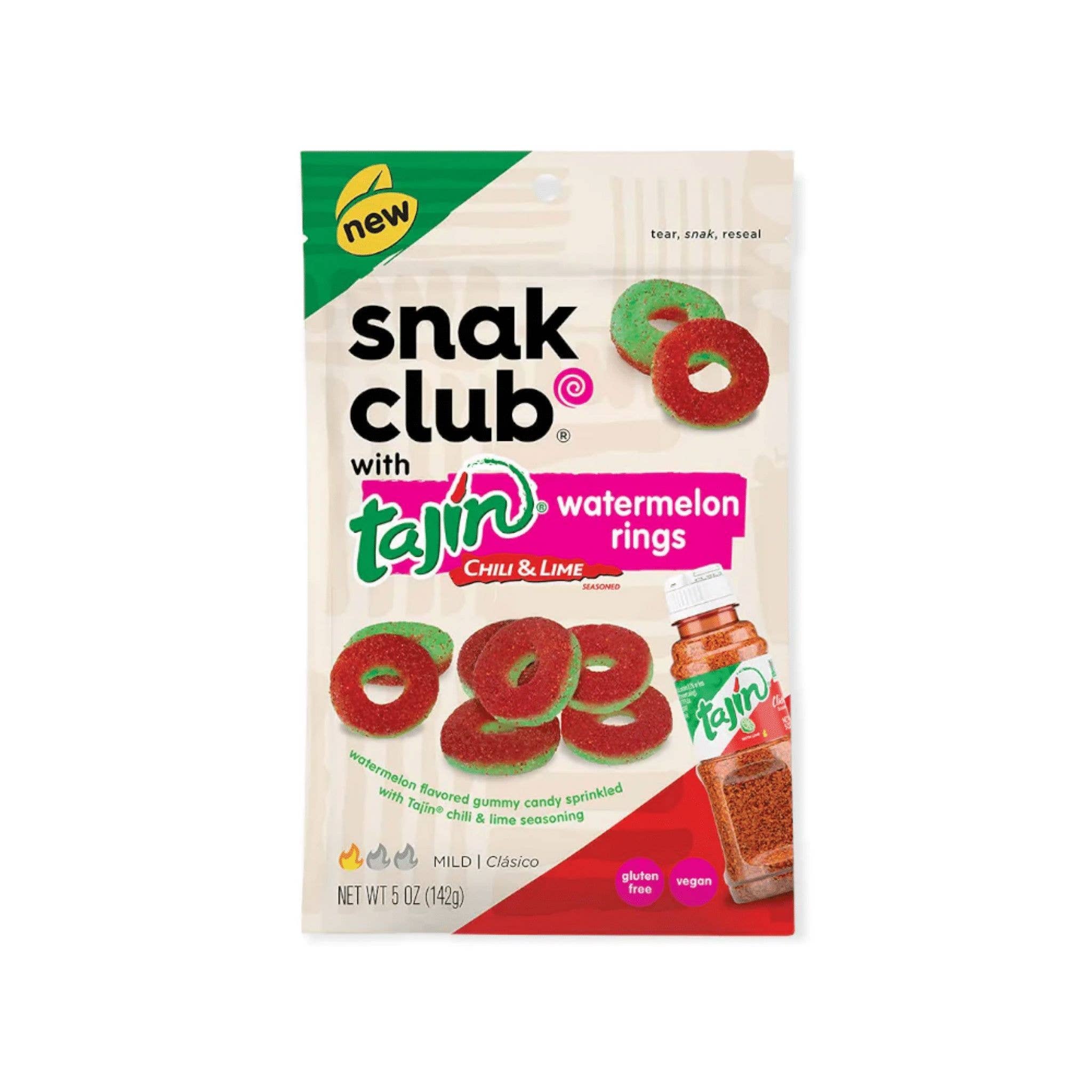 Grandpa Joe's Candy Shop - Wholesale Gummy - Snak Club Tajin Chili & Lime Watermelon Rings, 5oz 6ct