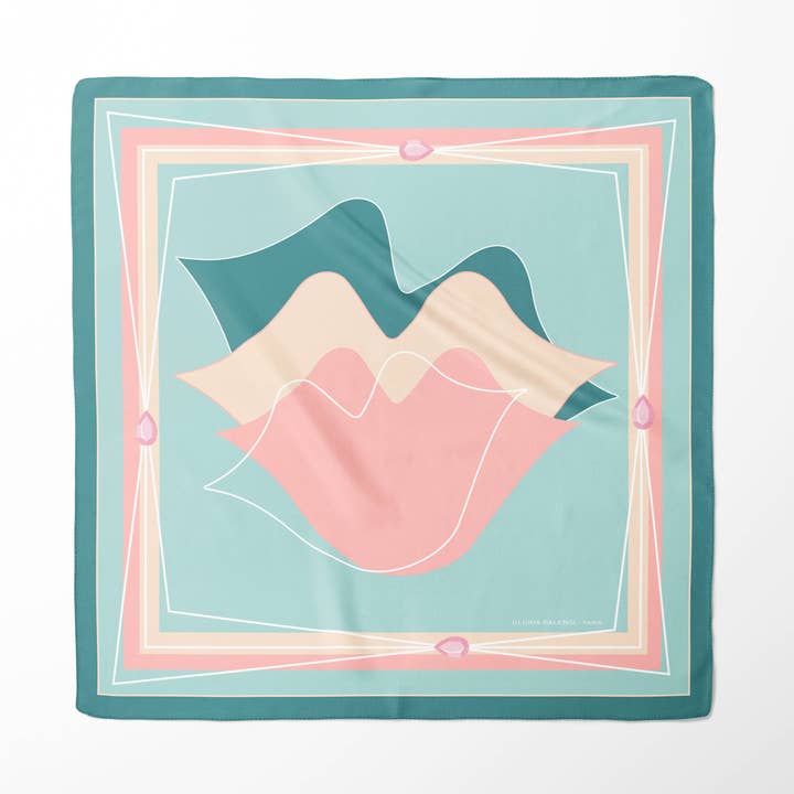 Cachecol quadrado de seda - MUSE 67*67 cm - Céu azul por atacado de GLORIA BALENSI