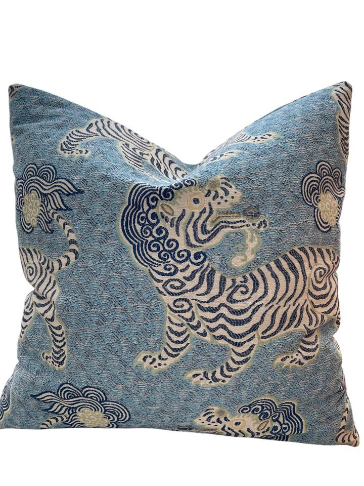 Camilla Foo Dog Throw Pillow with Feather Insert for wholesale by Dahlia & Grace pillows