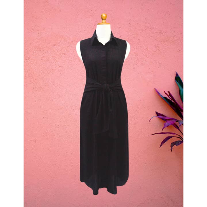 S/L Priscilla Midi Collared Neckline & Adjustable Tie Fall for wholesale by La Mer Luxe