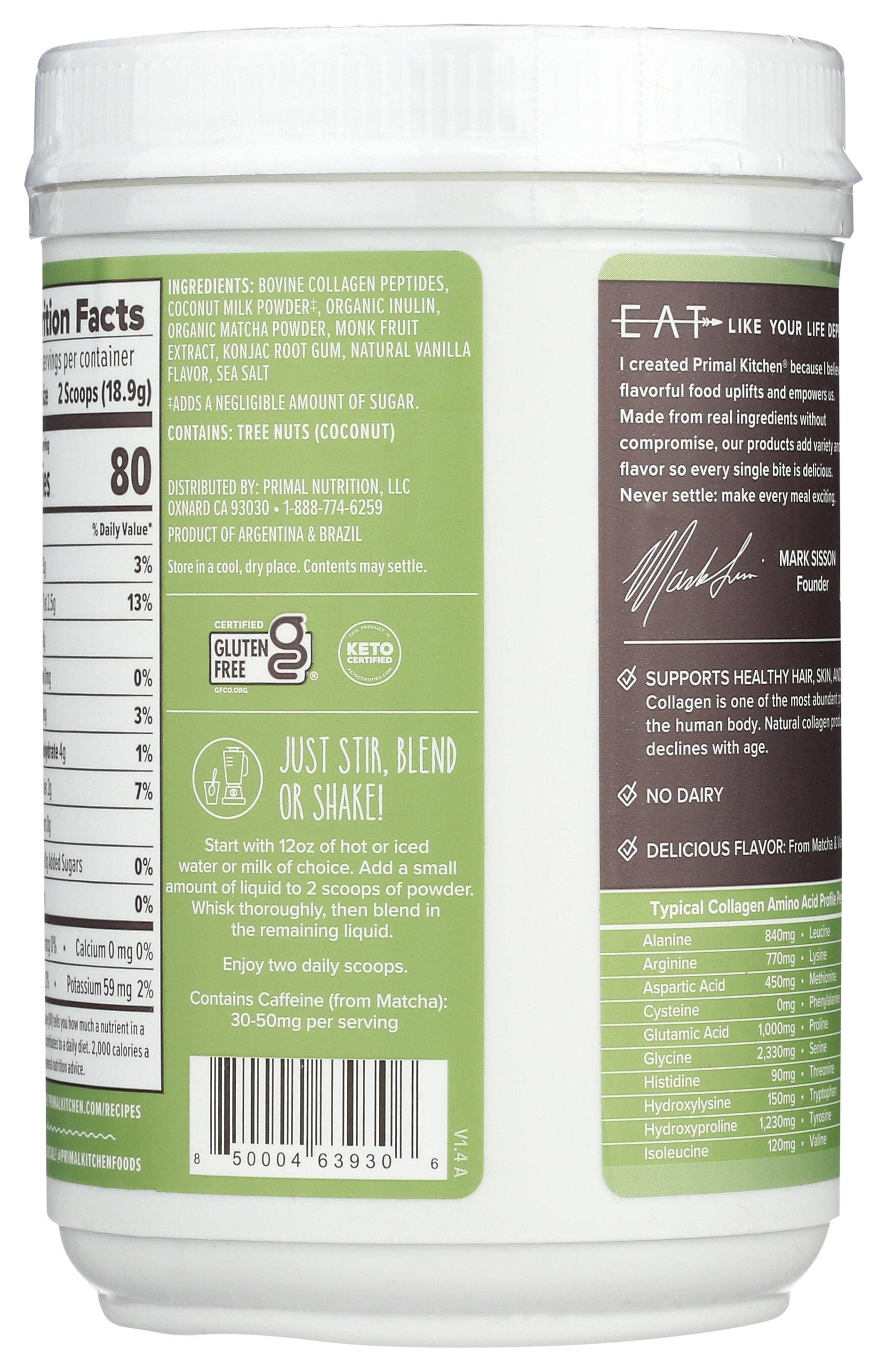 Everyday Supply Co - Wholesale Powdered Health Drink - PRIMAL KITCHEN LATTE MATCHA COLLAGEN1