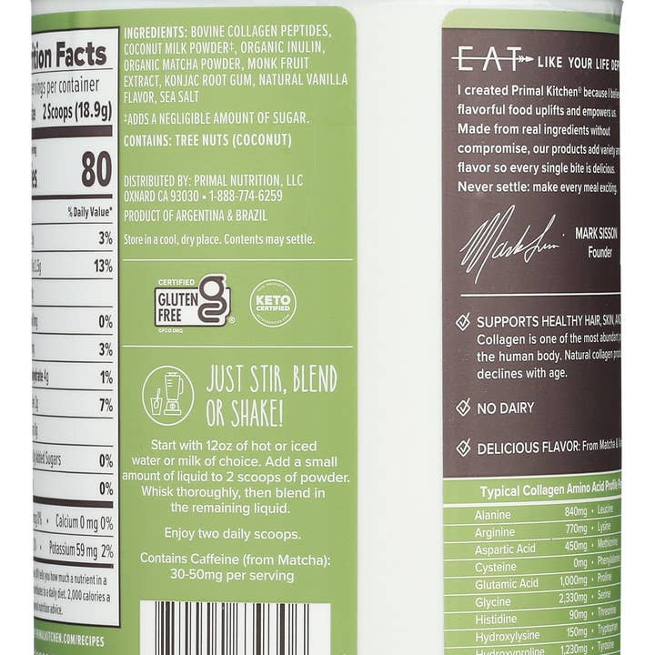 Everyday Supply Co - Wholesale Powdered Health Drink - PRIMAL KITCHEN LATTE MATCHA COLLAGEN1