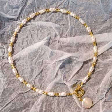 Collar Choker Perlas Barrocas Y Bolas Chapado en Oro para venta al por mayor de Pompon La Tulipe