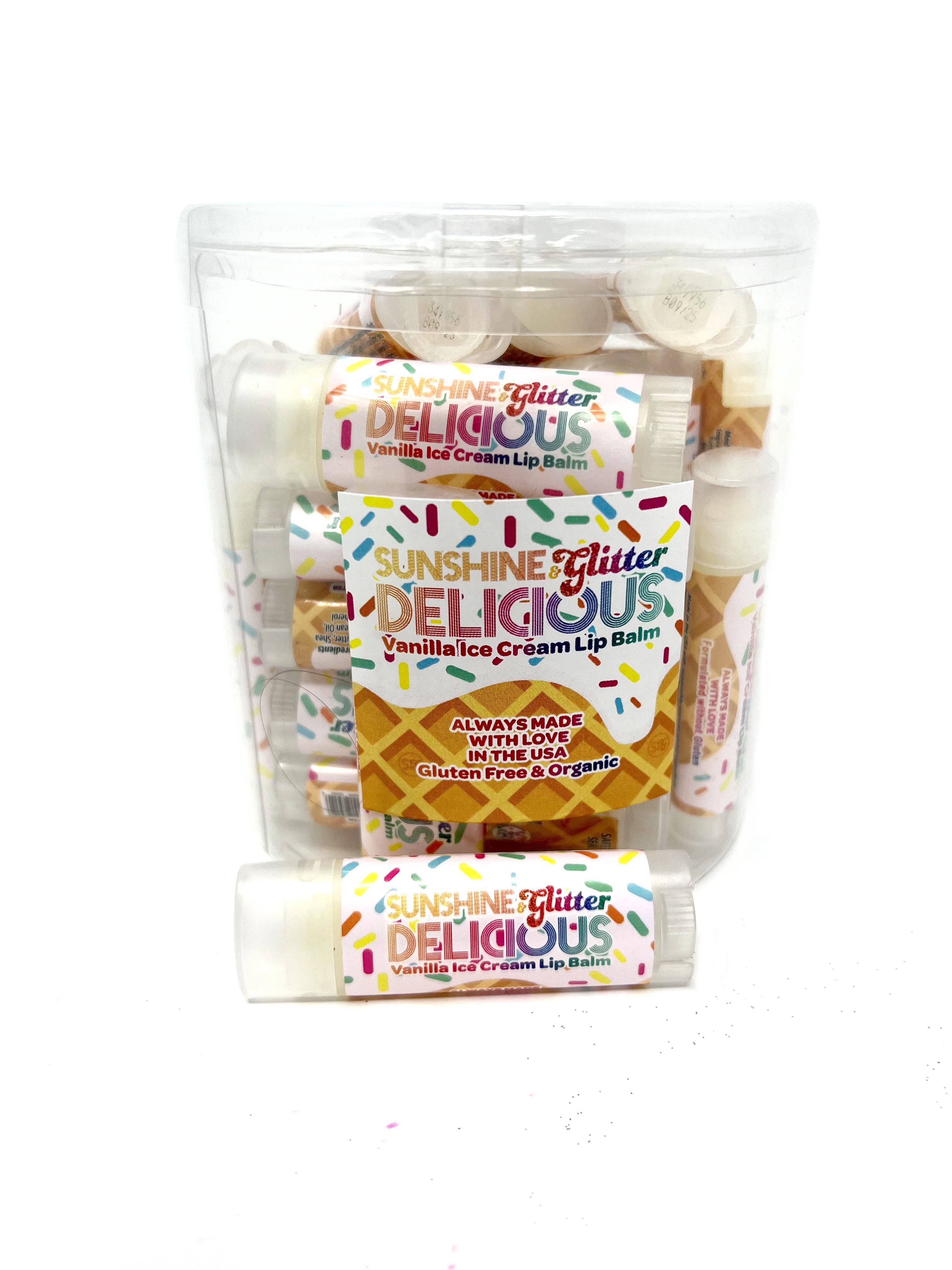 Sunshine & Glitter - Wholesale Lip Balm - DELICIOUS Vanilla Ice Cream Lip Balm - 100% Organic
