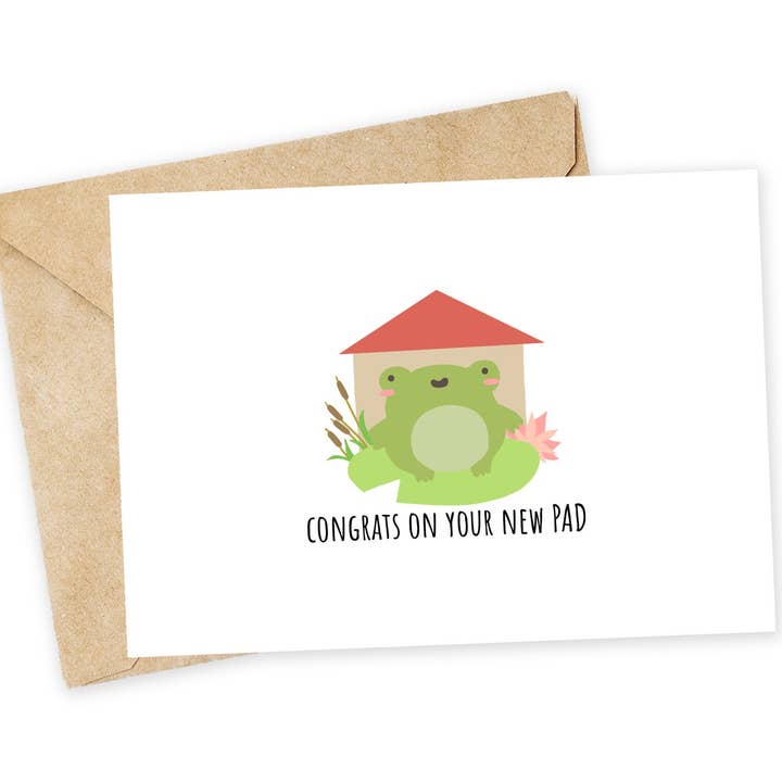 Tarjeta de Felicitación por la Nueva Casa - Regalo de Inauguración de Rana para venta al por mayor de Chewy Lemon Studio