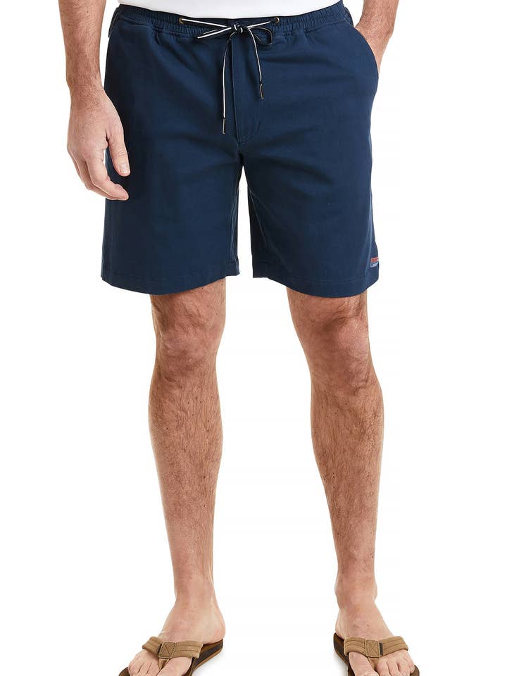 Surfshort met stretch keperstof Nantucket marineblauw voor wholesale door Castaway Clothing Nantucket Island