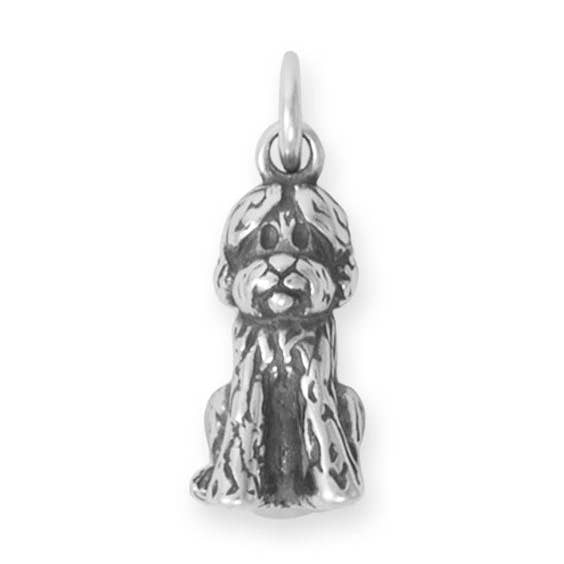 Silver or Gold 3D Sitting Labradoodle Charm for wholesale by Silver Stars Collection