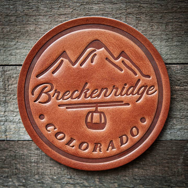 Breckenridge Colorado Leather Coaster for wholesale by Sugarhouse Leather
