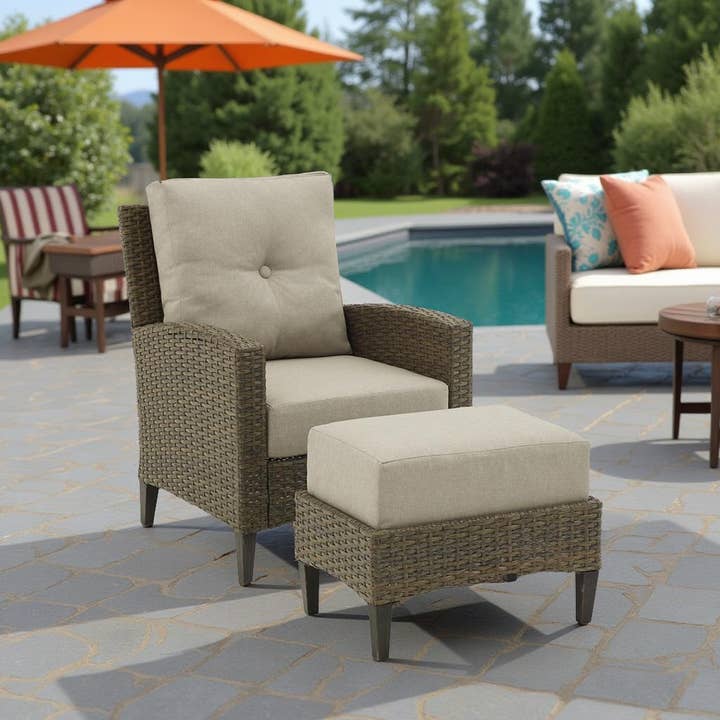 Greenwestons - Wholesale Patio set - Outdoor Wicker High Back Chair Set Oatmeal Patio Furniture1