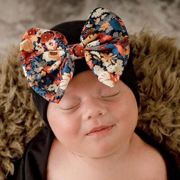 ilybean Fall Floral Bow Newborn Girl Hospital Hat for wholesale by www.ilybean.com