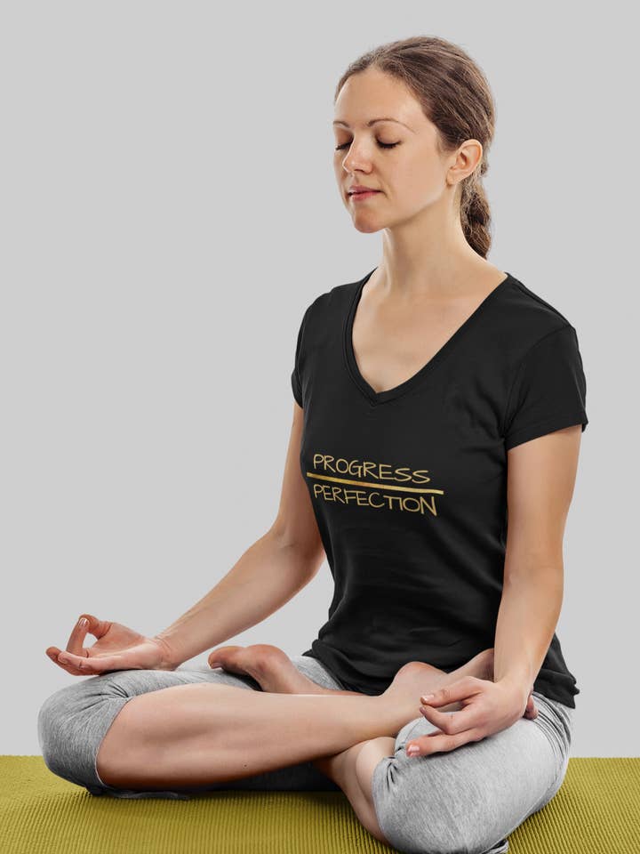 Womens' Progress Over Perfection V-Neck T-Shirt for wholesale by Collective Inspo By Design