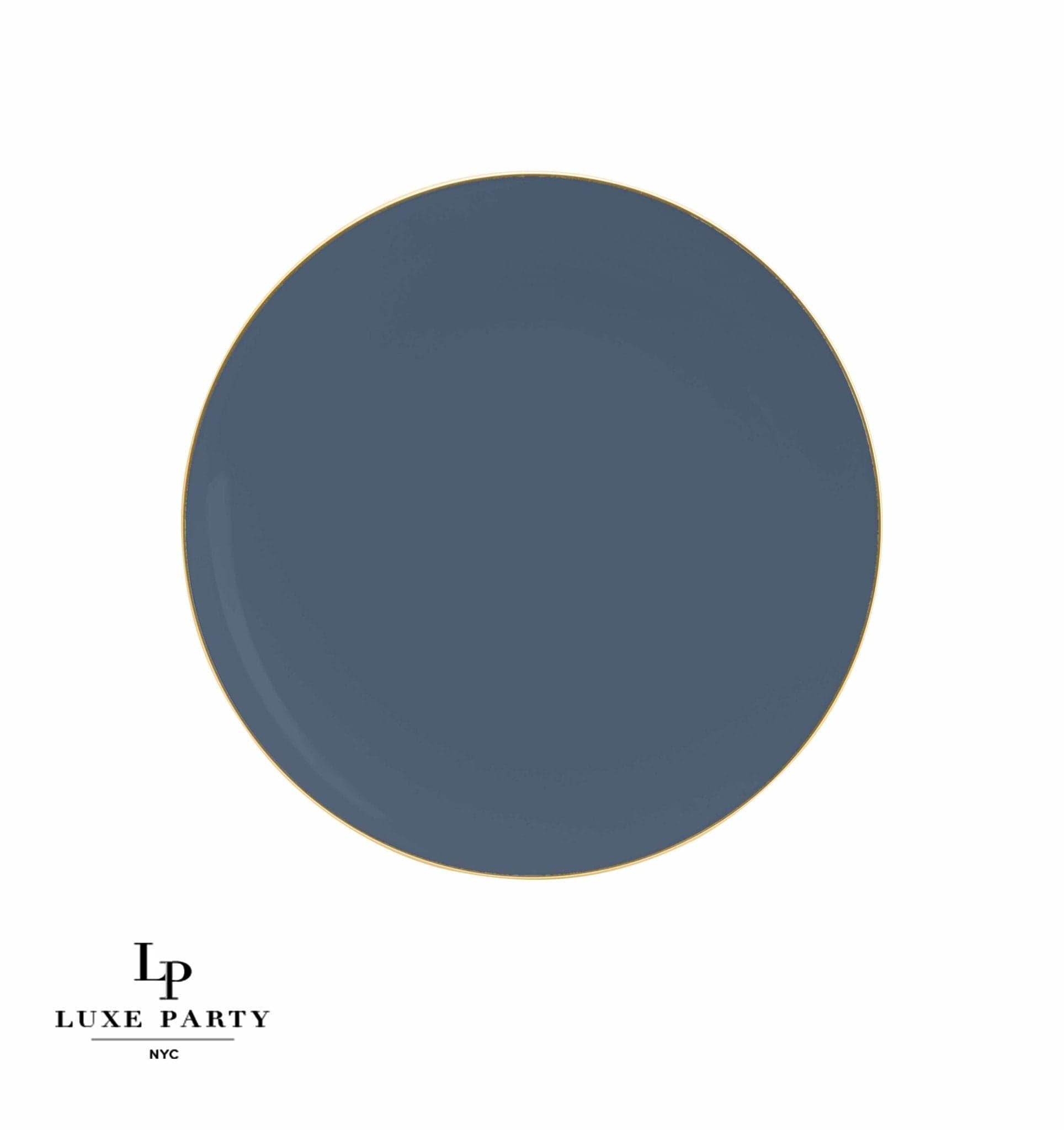Luxe Party - Wholesale Disposable Plate - Round Slate • Gold Plastic Plates | 10 Pack
