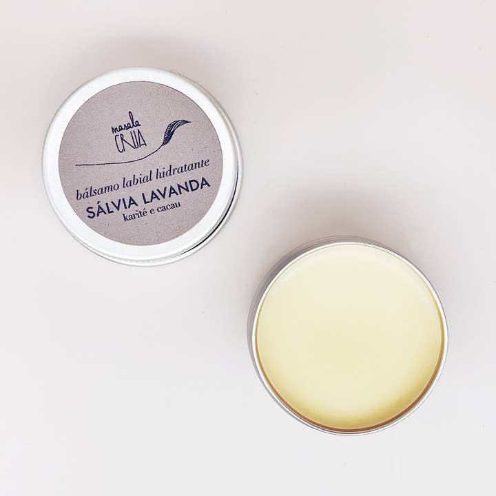 Baume à lèvres réparateur à la lavande et à la sauge, beurre de karité et de cacao pour la vente par Masala crua