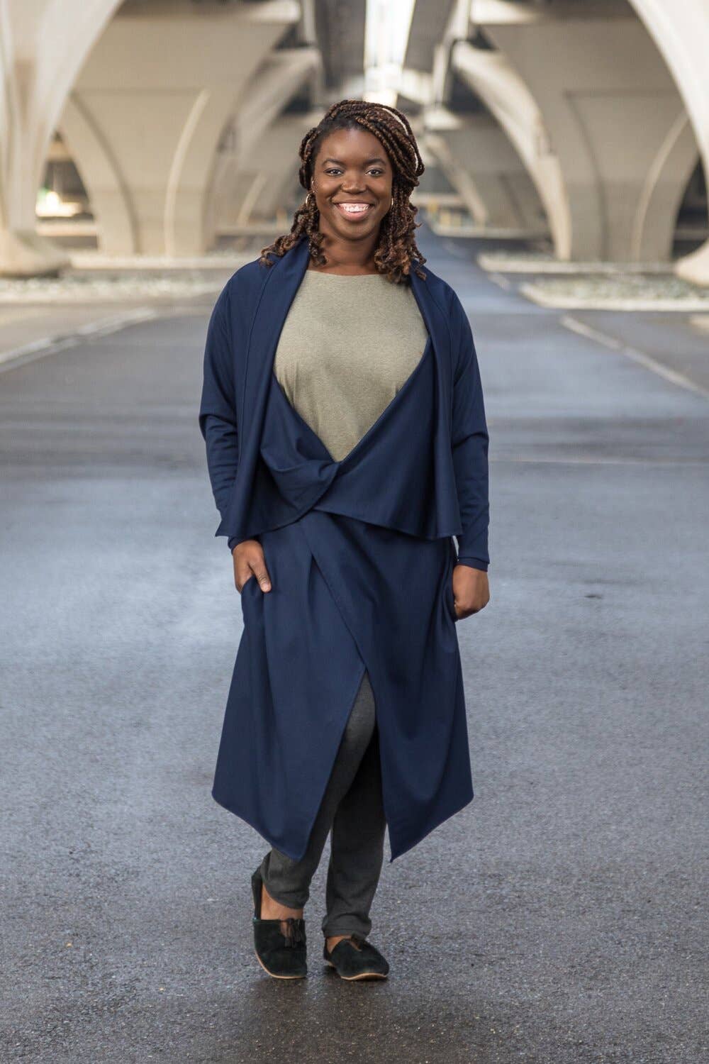 Knieriem Designs - Wholesale Jacket - Women's - Draped Long Sleeve Ponte Jacket7