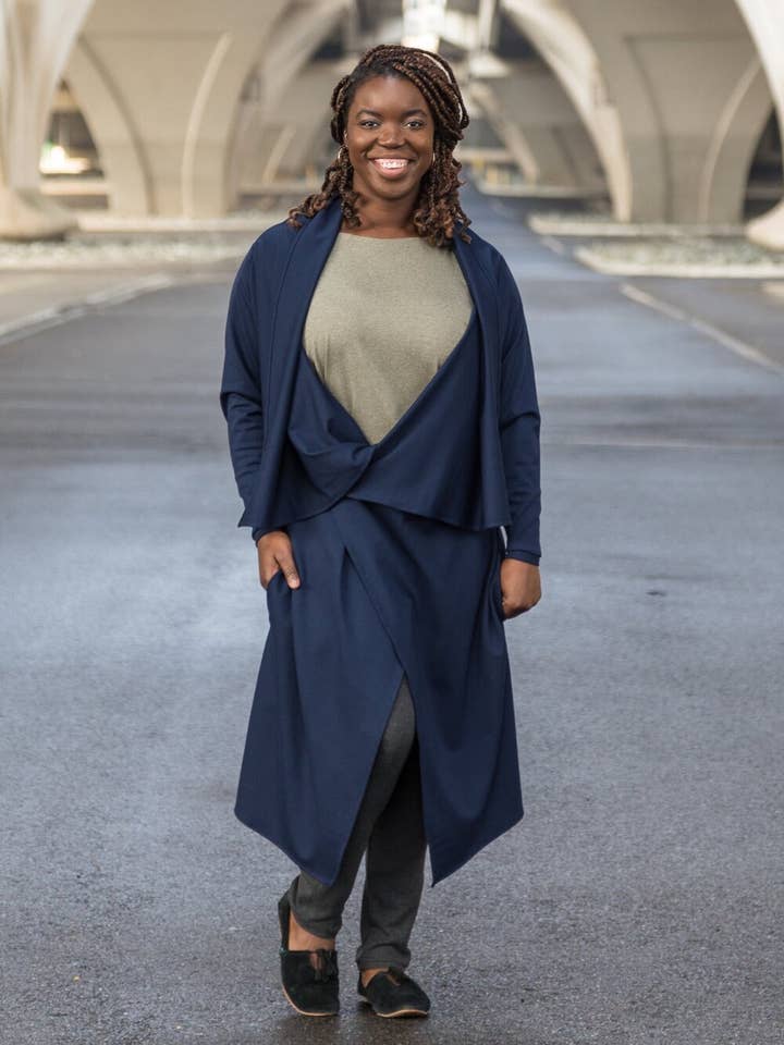 Knieriem Designs - Wholesale Jacket - Women's - Draped Long Sleeve Ponte Jacket7