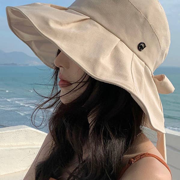UZ Wholesale Store - Wholesale Straw Hat - Women's - Bowknot Pleated Split-Joint Fisherman Hat Sun Hat