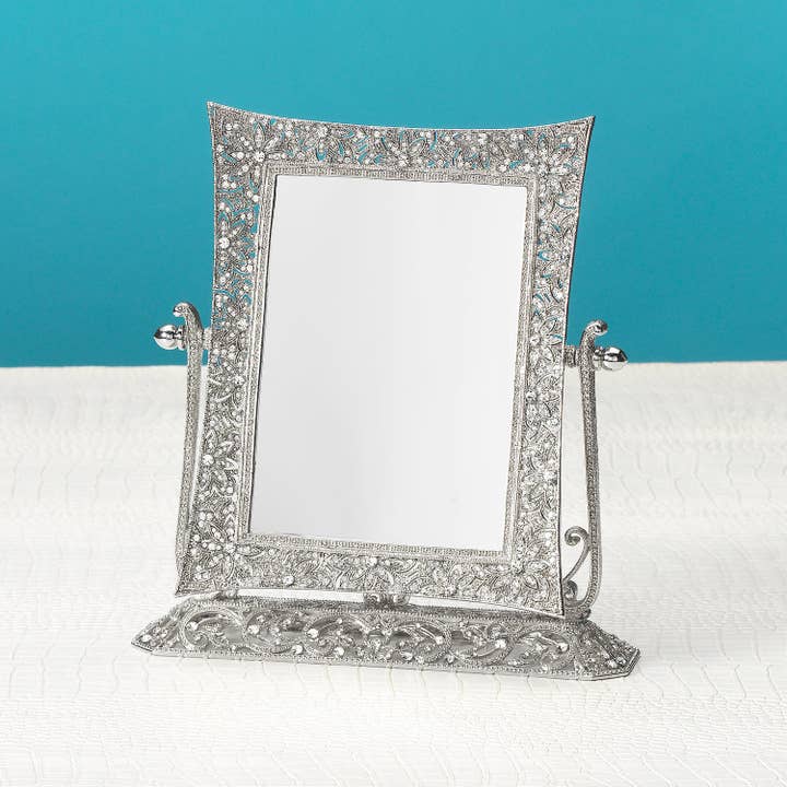 Silver Windsor Magnified Standing Mirror | Vanity Mirror | | for wholesale on Faire3