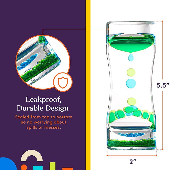 Special Supplies - Wholesale Fidget Toy - Kids - Special Supplies Liquid Motion Bubbler Toy (1-Pack) Colorful Hourglass Timer with Droplet Movement, Bedroom, Kitchen, Bathroom Sensory Play, Cool Home or Desk Decor (Green)1
