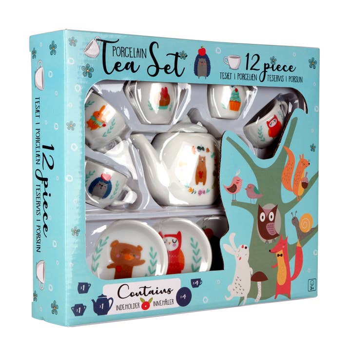 Barbo Toys - Wholesale Toy Feeding Set - Kids - 12 pcs Porcelain Tea Set - Little Woodies
