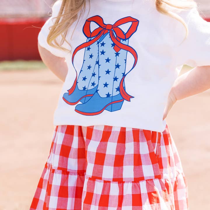 Coquette Bow and Cowboy Boots 4th of July Shirt Kids for wholesale by Benny & Ray Apparel