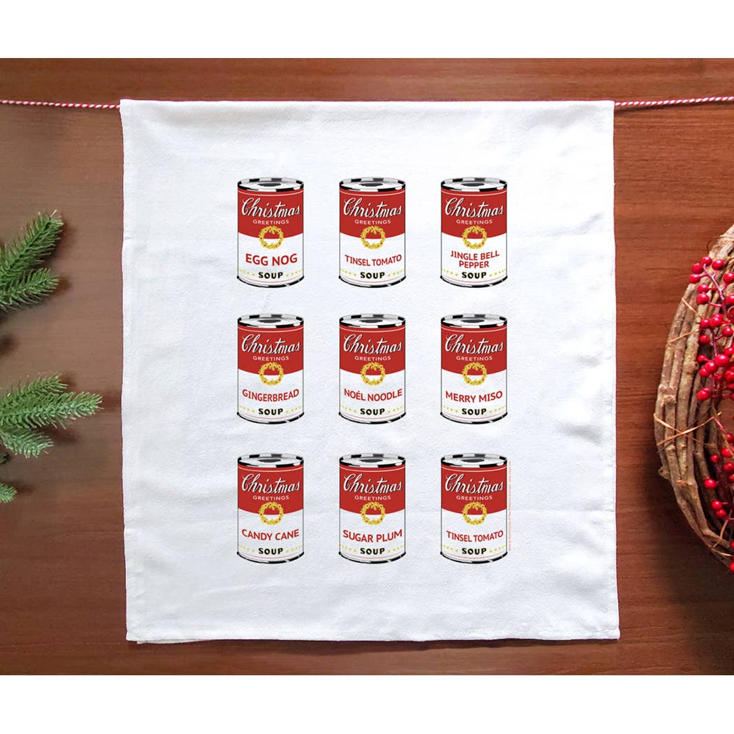 Allport Editions - Wholesale Tea Towel - Warhol Soup Holiday Kitchen Towel0
