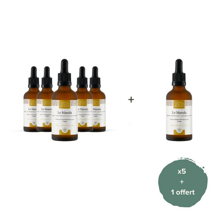 COMPTOIR DES HUILES - Vendita all'ingrosso Olio viso - Confezione da 5 + 1 - Marula Oil Organic - Cura della pelle e del corpo