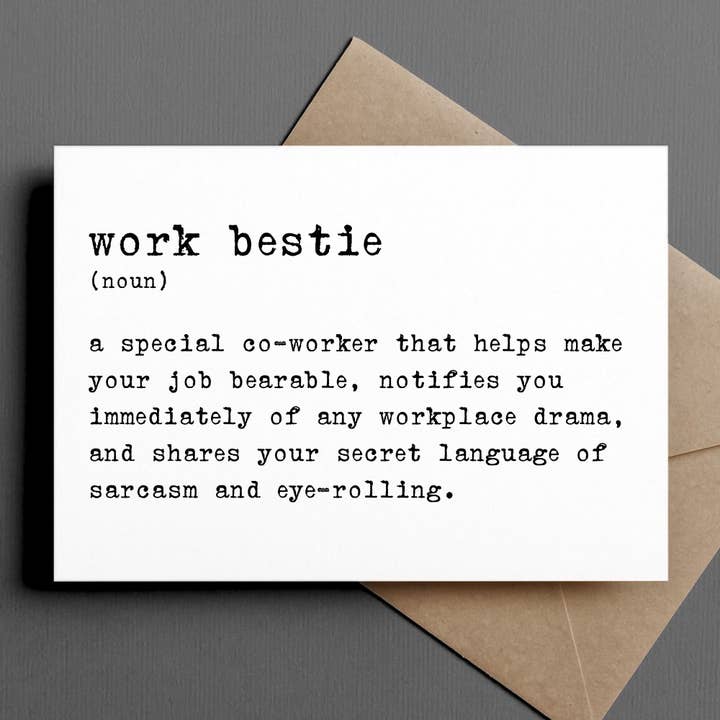 funny coworker anytime card | work bestie definition for wholesale by Ink & Attitude Stationery Company