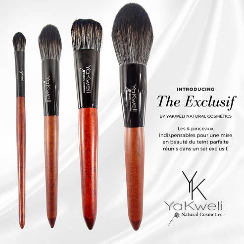 L'esclusivo set di pennelli per carnagione (4 pennelli) per la vendita all'ingrosso da parte di YAKWELI NATURAL COSMETICS
