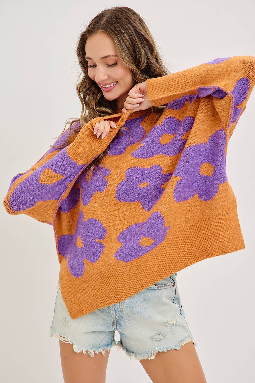 Sweet Lovely by Jen - Wholesale Knit Sweater - Women's - FLORAL LOOSE FIT SWEATER KNIT6