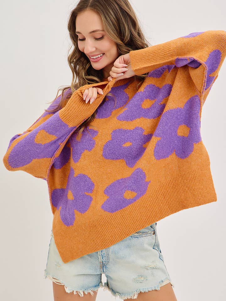 Sweet Lovely by Jen - Wholesale Knit Sweater - Women's - FLORAL LOOSE FIT SWEATER KNIT6