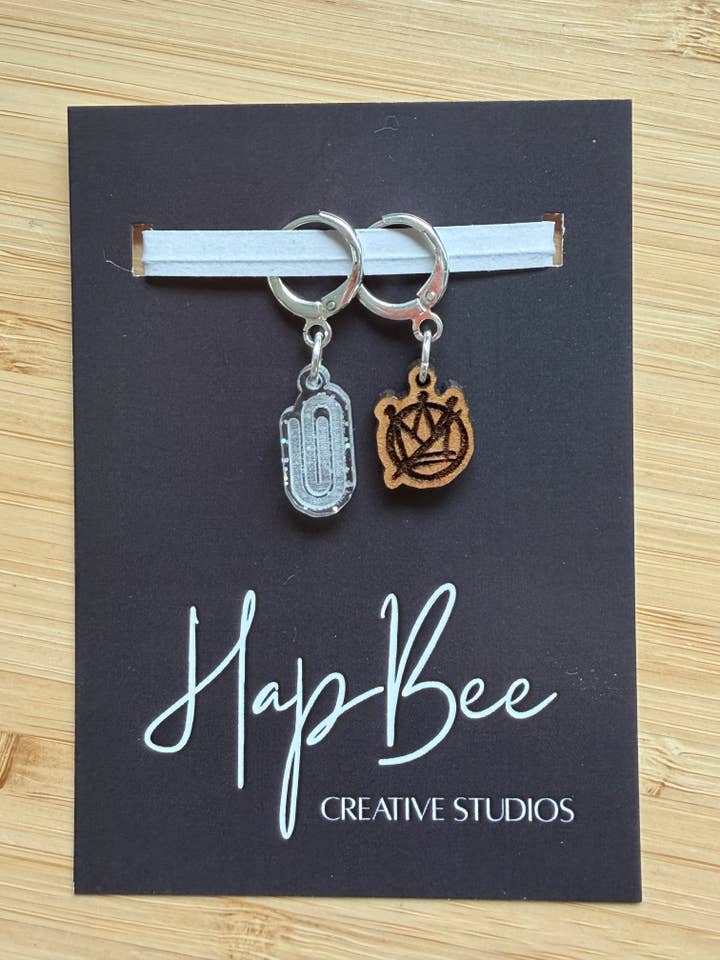 BOUND TOGETHER / NO KINGS stitch marker set for wholesale by HapBee Creative Studios